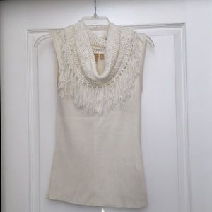 Itsu cotton rayon off white sleeveless sweater S